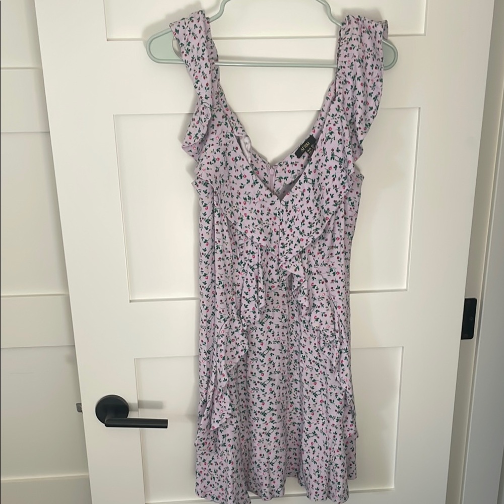 AFRM Purple Floral Ruffle Mini Dress - Picture 2 of 7